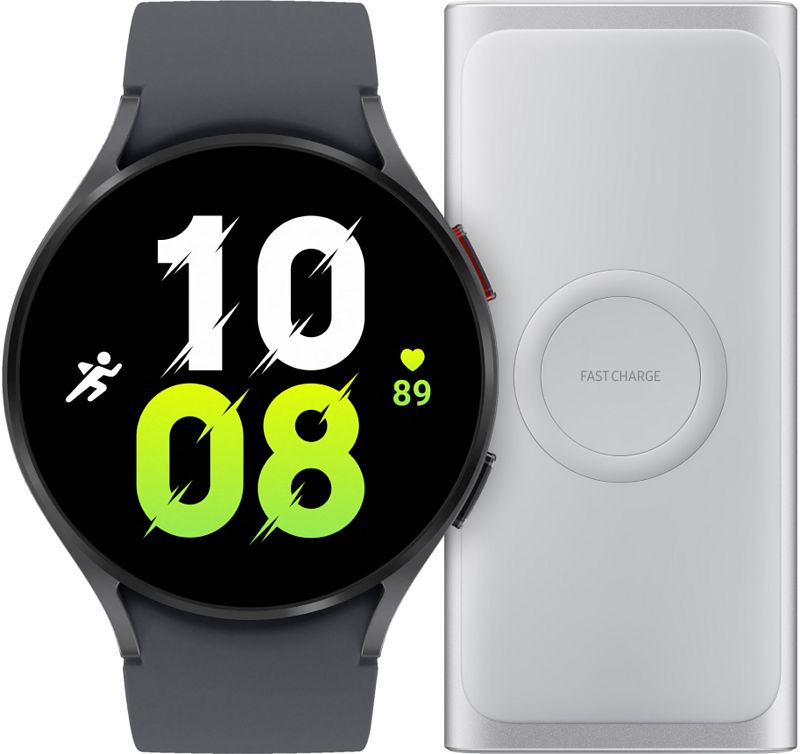 Foto van Samsung galaxy watch5 zwart 44mm + battery pack draadloze powerbank 10.000 mah