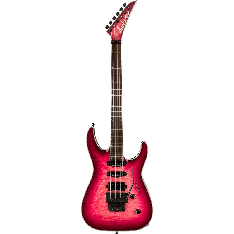 Foto van Jackson pro plus series soloist sla3q fuschia burst eb elektrische gitaar met gigbag