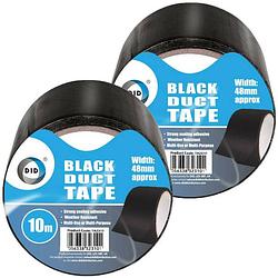 Foto van Did duct tape/reparatietape zwart 2 stuks 10 meter x 48 mm - tape (klussen)