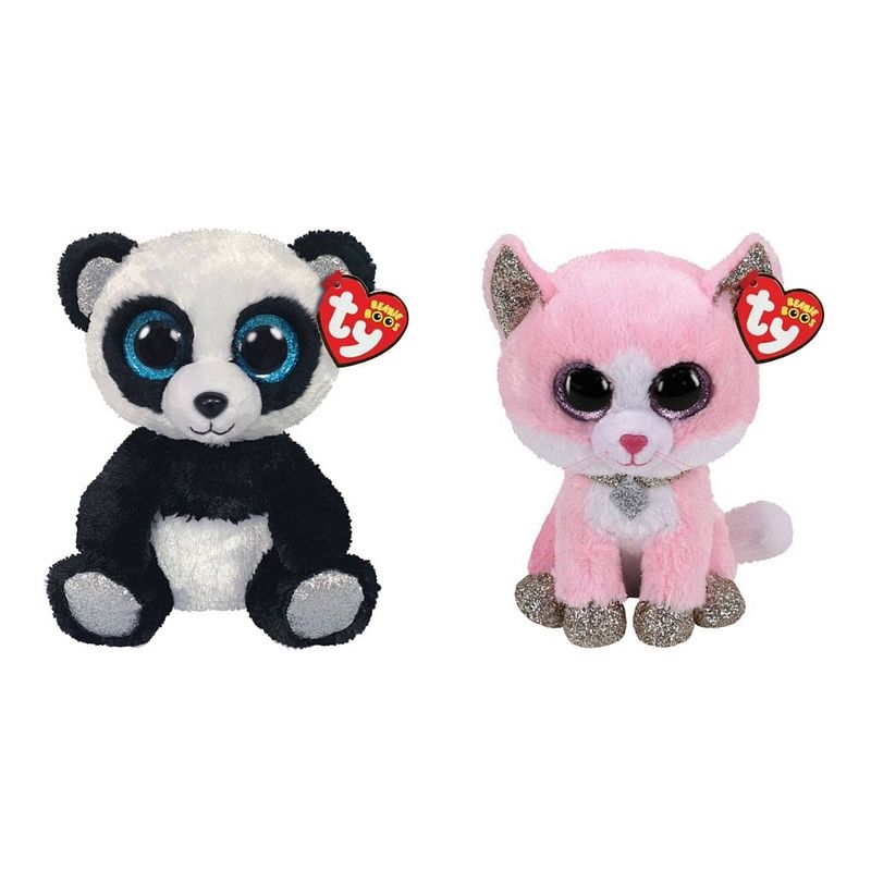 Foto van Ty - knuffel - beanie boo's - bamboo panda & fiona pink cat