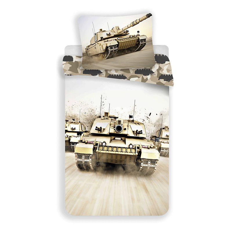 Foto van Tank dekbedovertrek camouflage - eenpersoons - 140 x 200 cm - katoen