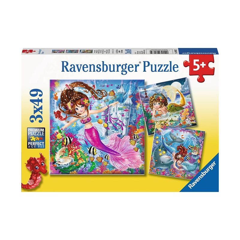 Foto van Ravensburger puzzel 3x49 pieces zeemeermin