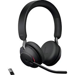 Foto van Jabra evolve2 65 ms over ear headset bluetooth telefoon stereo zwart volumeregeling, indicator voor batterijstatus, microfoon uitschakelbaar (mute)