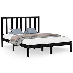 Foto van The living store houten bedframe - grenenhout - king size - zwart