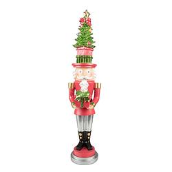 Foto van Clayre & eef beeld notenkraker 51 cm rood groen kunststof kerstdecoratie beeld decoratie decoratieve accessoires rood