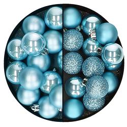 Foto van Kerstballen set - 30x stuks - 3 en 4 cm - ijsblauw - kunststof - kerstbal