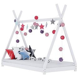 Foto van Vidaxl kinderbedframe massief grenenhout wit 90x200 cm