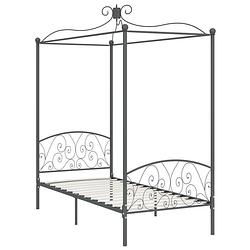 Foto van The living store metalen hemelbedframe - grijs - 211 x 109 x 227 cm - massief metaal - geschikt voor 100 x 200 cm