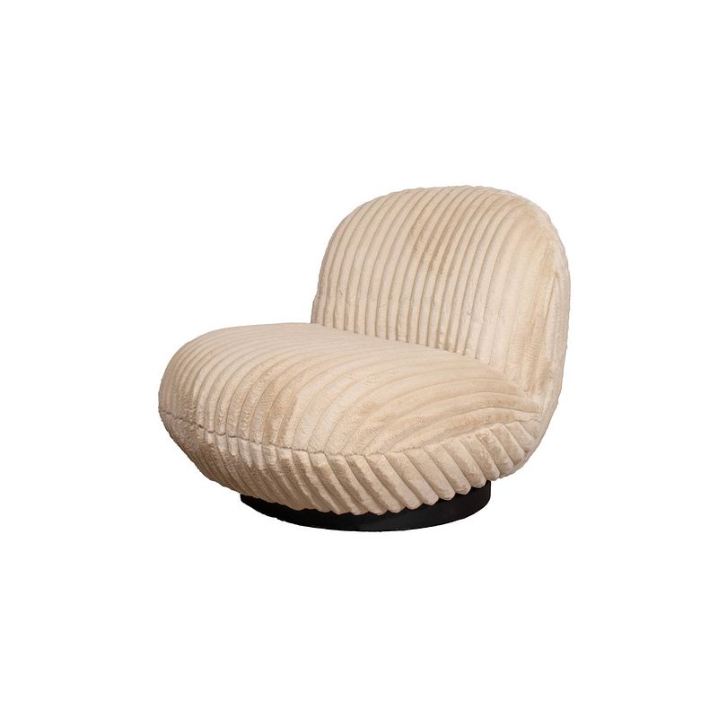 Foto van Giga meubel fauteuil beige - fluffy - draaibaar - fauteuil swivel