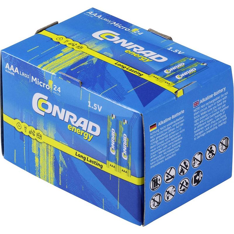 Foto van Aaa batterij (potlood) conrad energy lr03 alkaline 1.5 v 24 stuk(s)