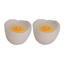 Foto van 2x witte eieren kaarsjes 5 cm - kaarsen