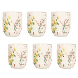 Foto van Haes deco - mokken set van 6 - ø 6x8 cm / 100 ml - met chinese bloemen - mok