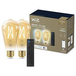 Foto van Wiz starterkit 2 aangesloten edison-lampen wit variabel e27 50w + nomadische afstandsbedieningsdimmer