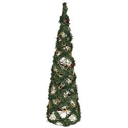 Foto van Kerstverlichting figuren led kegel kerstboom draad/groen 60 cm 30 leds - kerstverlichting figuur