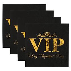 Foto van Santex vip thema feest servetten - 40x stuks - 33 x 33 cm - papier - goud/zwart themafeest - feestservetten