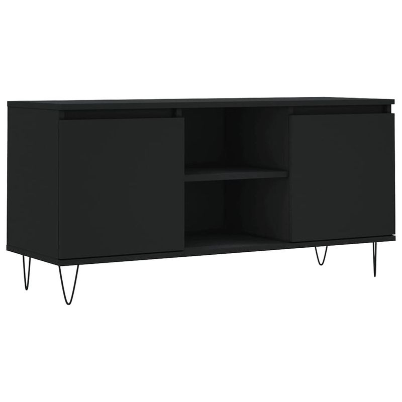 Foto van The living store tv-meubel zwart - 104x35x50 cm - veel opbergruimte - stevig materiaal - eenvoudig schoon te maken -