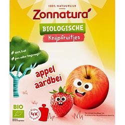 Foto van Zonnatura biologische knijpfruitjes appel aardbei 4 x 85g bij jumbo