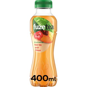 Foto van Fuze tea black tea peach hibiscus infused iced tea 400ml bij jumbo