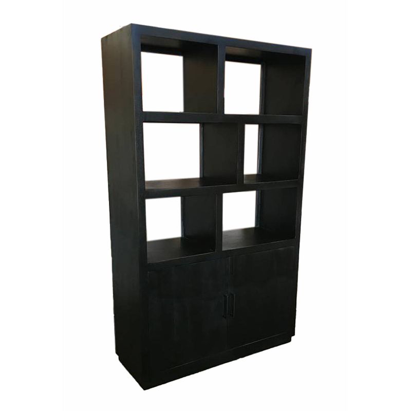 Foto van Livingfurn - vitrinekast jaxx black 120cm - mangohout