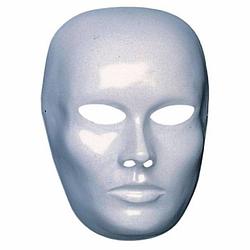 Foto van 6 witte blanco maskers heren gezicht - verkleedmaskers