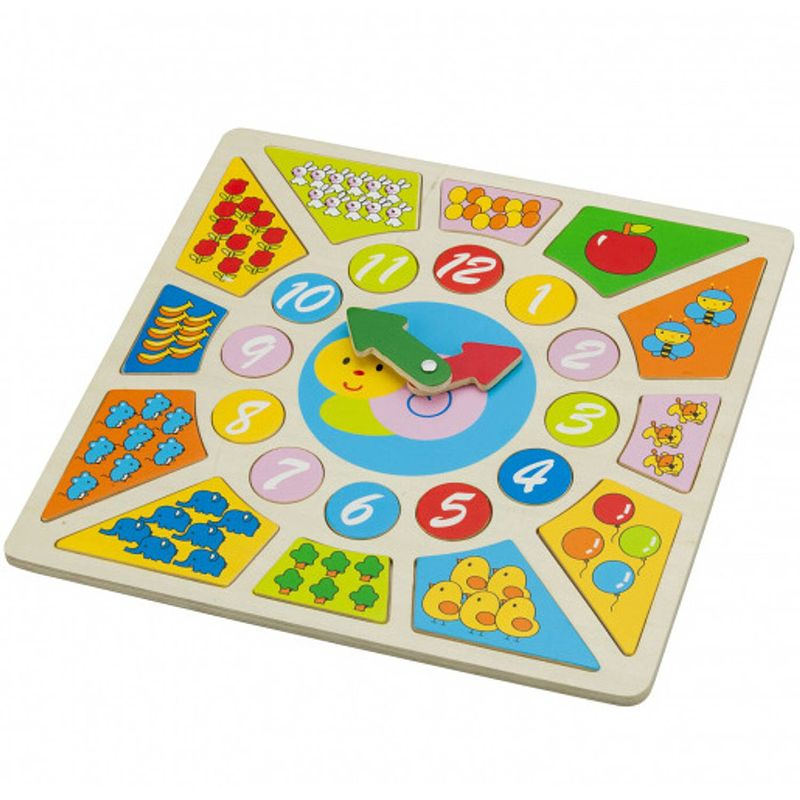 Foto van New classic toys klokpuzzel educational 30 x 30 cm hout 3-delig