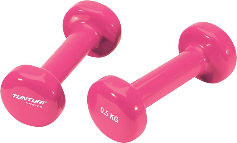 Foto van Tunturi vinyl dumbbells 2x 0,5 kg pink