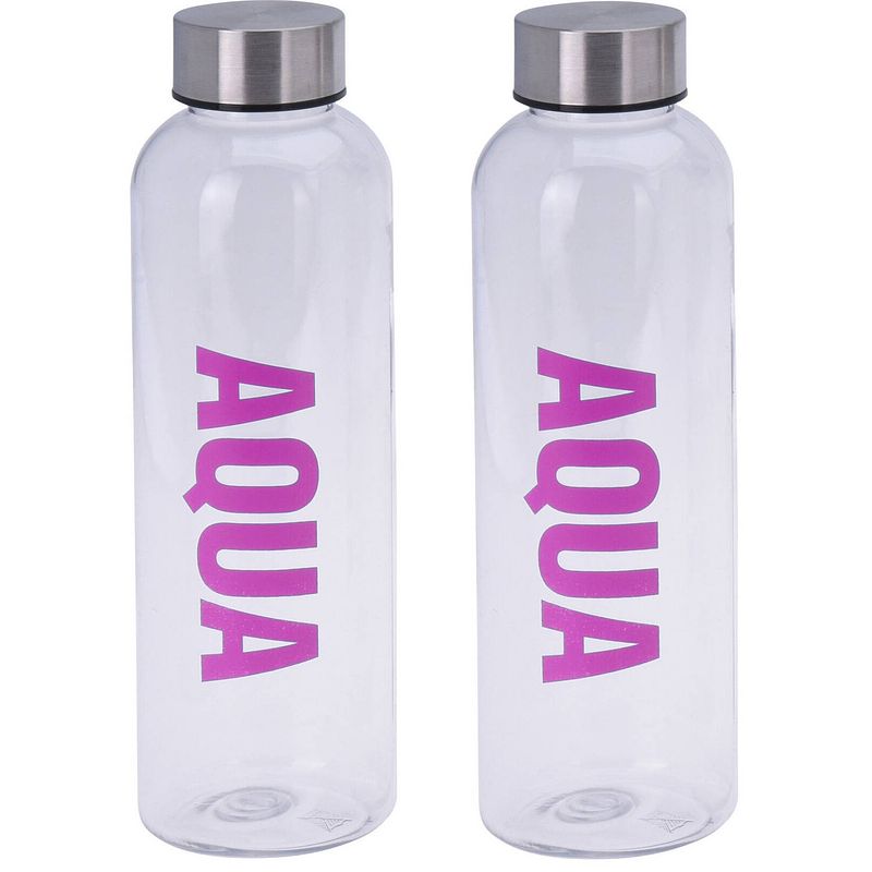 Foto van 2x stuks bidon drinkfles/waterfles roze 500 ml met schroefdop - drinkflessen