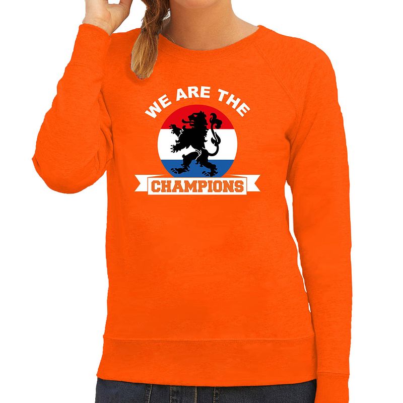 Foto van Oranje fan sweater / trui holland we are the champions ek/ wk voor dames 2xl - feesttruien