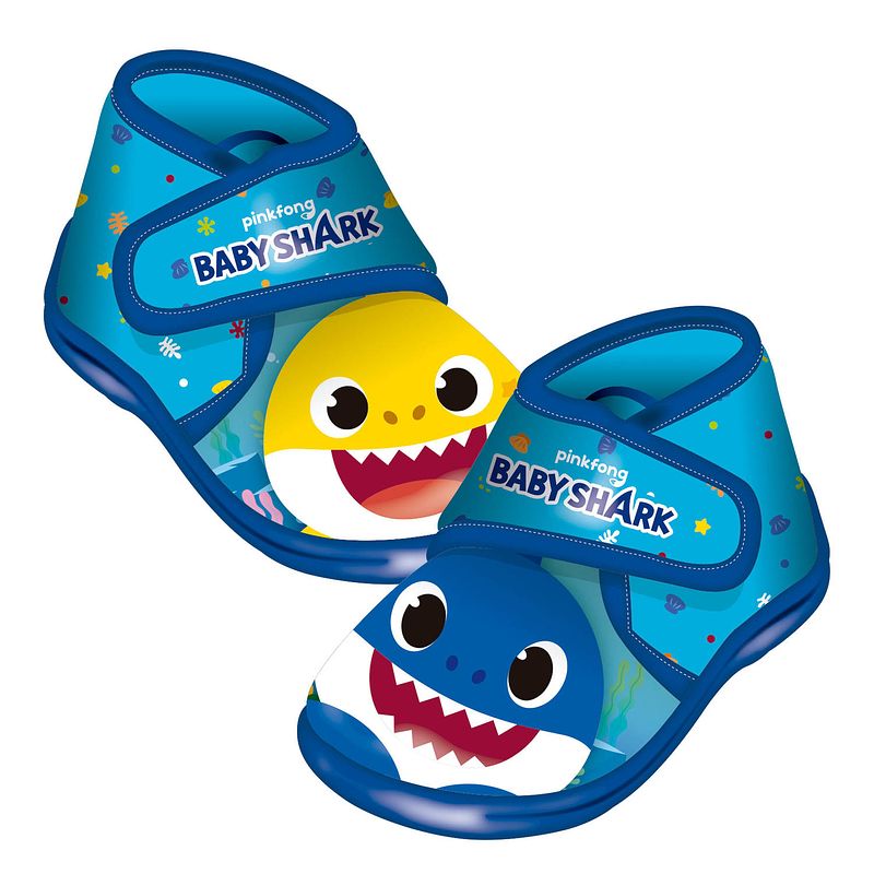 Foto van Pinkfong pantoffels baby shark junior polyester blauw maat 22