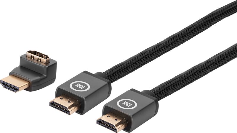 Foto van Bluebuilt hdmi 2.1 kabel nylon 3 meter + 90° adapter