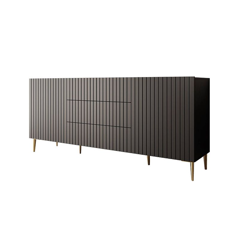 Foto van Meubella dressoir king - 180 cm - mat zwart - met lades