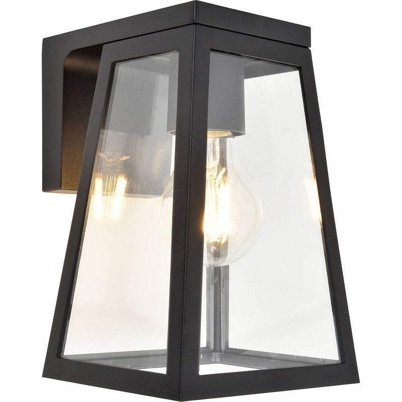 Foto van Lutec fia 6990901012 wandlamp op zonne-energie met bewegingsmelder 2.00 w warmwit zwart