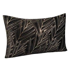 Foto van Casa di elturo velvet kussen leaf - zwart - goud - 30 x 50 cm (incl. vulling)