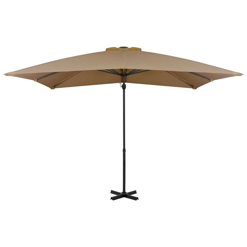 Foto van The living store hangende parasol - 250 x 250 x 230 cm - taupe - uv-beschermend polyester - aluminium paal - met