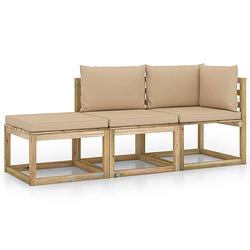 Foto van Vidaxl 3-delige loungeset met beige kussens