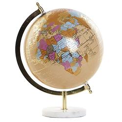 Foto van Decoratie wereldbol/globe beige op marmeren voet 20 x 28 cm - wereldbollen