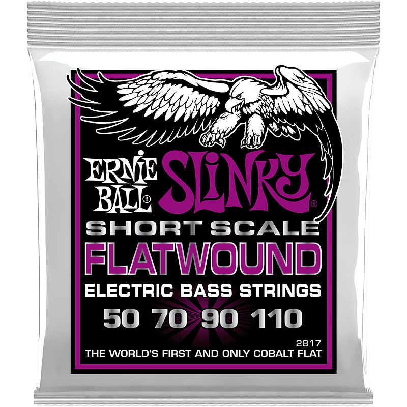 Foto van Ernie ball 2817 power slinky flatwound short scale 55-110 snarenset voor basgitaar