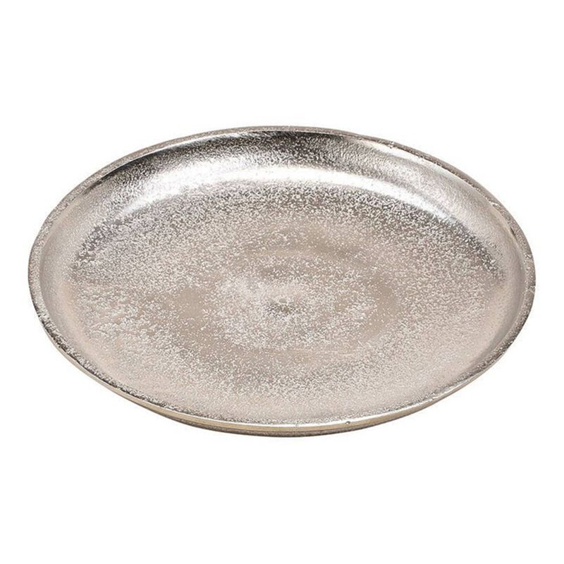 Foto van Decoratief aluminium rond dienblad zilver 20 cm - kaarsenplateaus