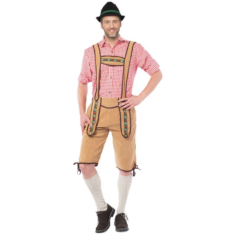 Foto van Oktoberfest oktoberfest overknee lederhose licht bruin voor heren 52 (l) - carnavalsbroeken