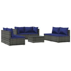 Foto van Vidaxl 7-delige loungeset met kussens poly rattan grijs