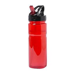 Foto van Kunststof waterfles/drinkfles/sportfles - rood transparant - met drinktuit - 650 ml - drinkflessen