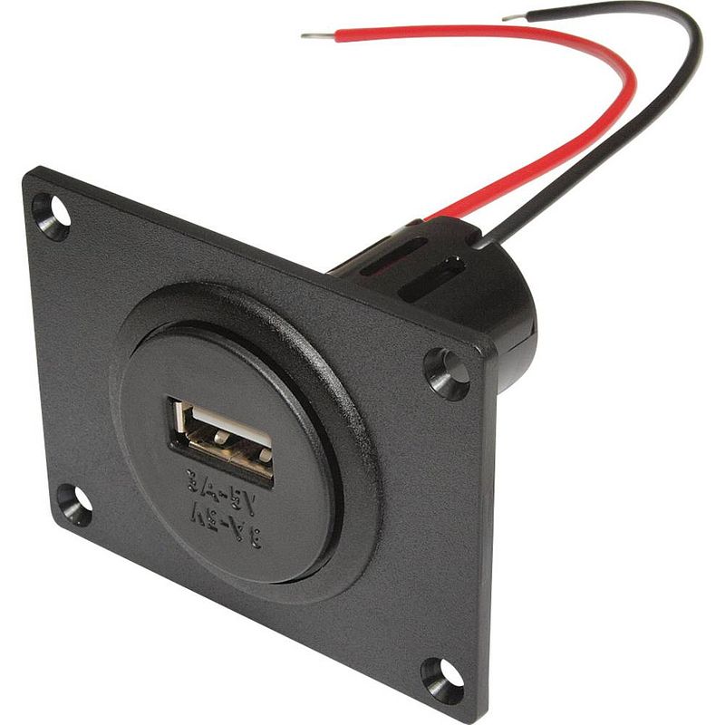 Foto van Procar 67332501 power usb inbouwstopcontact met montageplaat stroombelasting (max.): 3 a geschikt voor usb-a