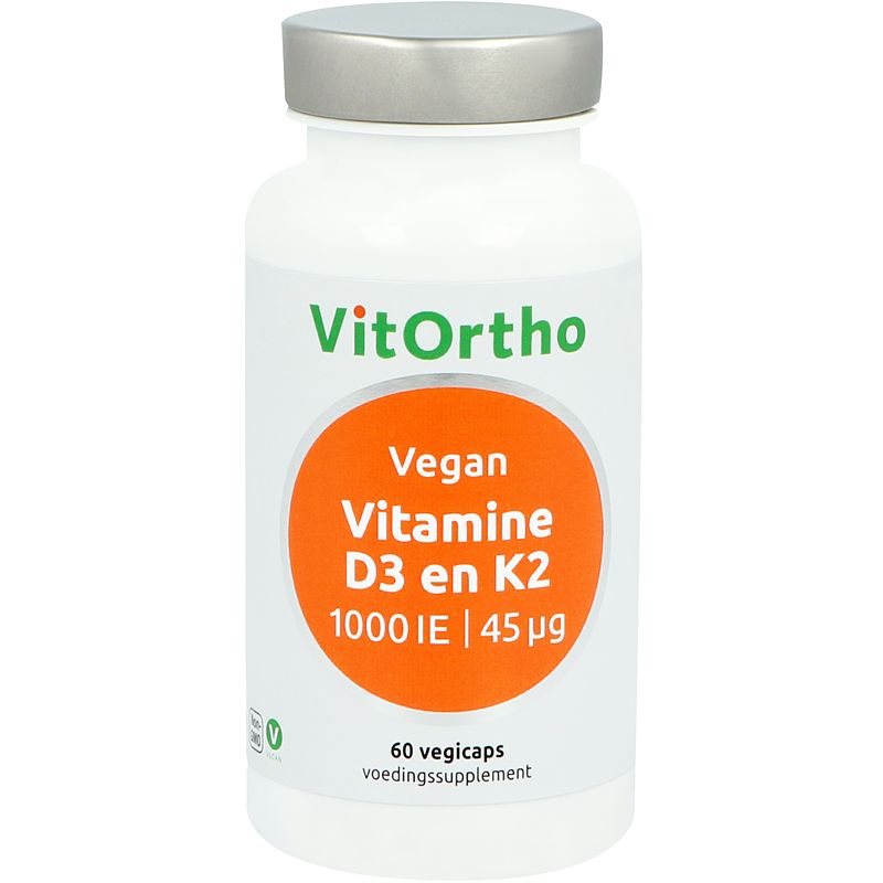 Foto van Vitortho vitamine d3 en k2 vegan capsules