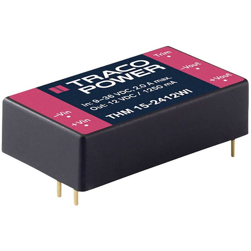 Foto van Tracopower thm 15-4822wi dc/dc-converter, print 48 v/dc 625 ma 15 w aantal uitgangen: 2 x