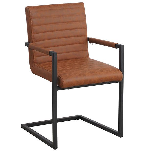 Foto van Set van 4 industriële eetkamerstoelen kuba met arm cognac