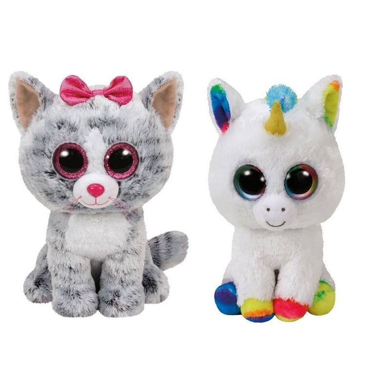 Foto van Ty - knuffel - beanie buddy - kiki cat & pixy unicorn