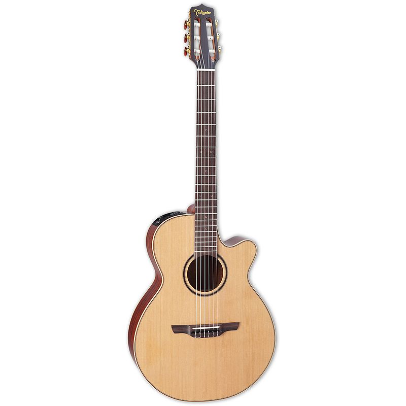 Foto van Takamine p3fcn natural satin e/a klassieke gitaar met koffer