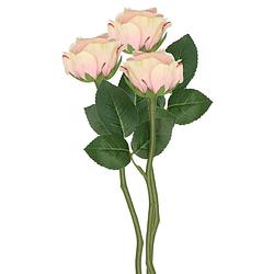 Foto van Top art kunstbloem roos nina - 3x - lichtroze - 27 cm - kunststof steel - decoratie bloemen - kunstbloemen