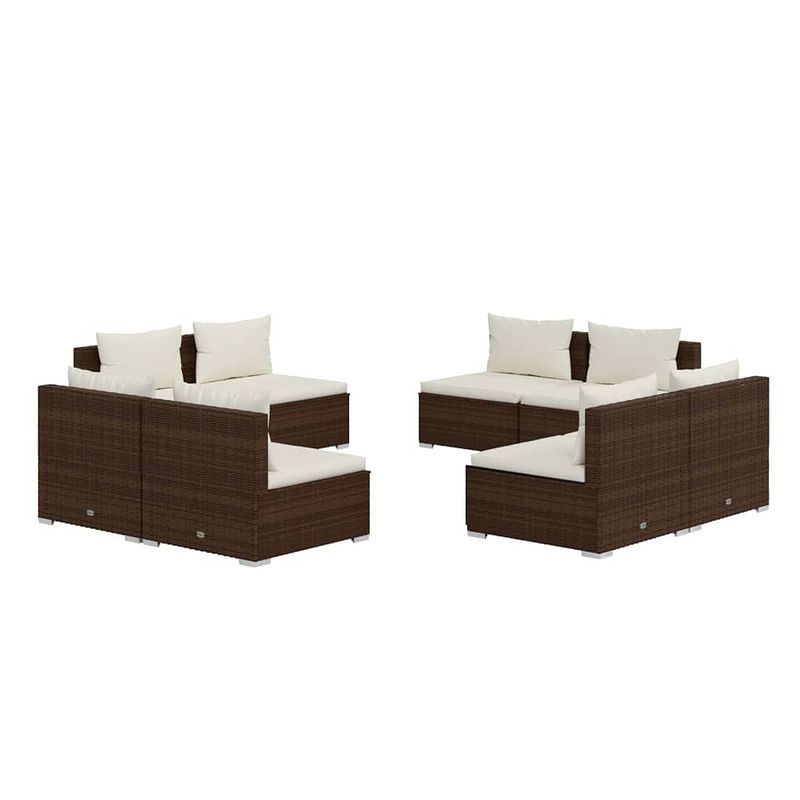 Foto van Vidaxl 8-delige loungeset met kussens poly rattan bruin