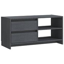 Foto van The living store houten tv-meubel - grenenhout - 80 x 31 x 39 cm - grijs